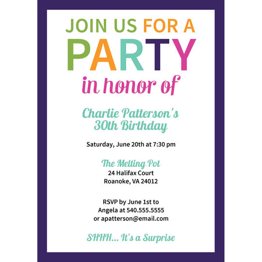 Colorful Party Invitations
